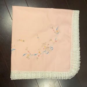 Embroidered, lace trim baby blanket
